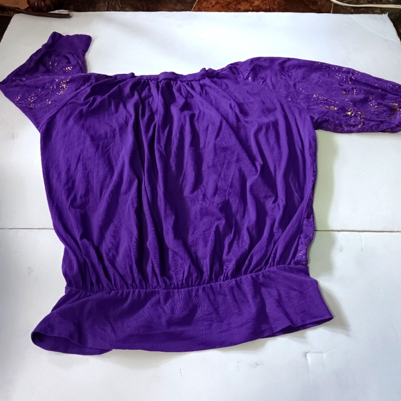 GIANNI BINI szS purple and gold short sleeve shirt - Picture 6 of 9